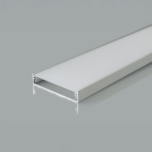 2m Alu profil för LED strips - 50x10 mm, silver, matt cover, för breda strips upp till 48mm
