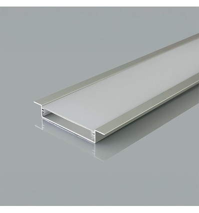 2m inbouwprofiel voor LED strips - Zilver aluminium, incl. cover, voor strips tot 48,2mm, IP20