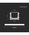 2m golvprofil för LED strips - 17x14mm, inkl. cover, ytmonterad