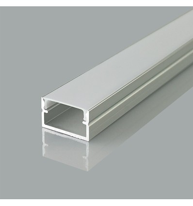 2m aluminium profiel montageset - 17x10mm, incl. diffuser en eindkappen, zilver