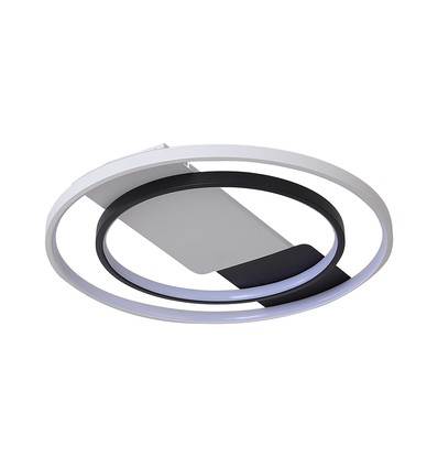 Plafonnier LED 50W, CCT 3-en-1 - Ø50,5cm, bord blanc/noir, télécommande incluse