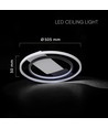 50W LED plafondlamp, CCT 3-in-1 - Ø50,5cm, wit/zwarte rand, incl. afstandsbediening