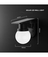 Applique murale solaire 0,9W Solara avec télécommande - CCT, IP54, noir, sphérique, extérieur
