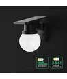 0,9W Solara vegglampe med solcelle og fjernkontroll - CCT, IP54, sort, kuleformet, utendørs