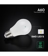 E27 9W LED pære - A60, 806lm, erstatter 60W, hvit plast