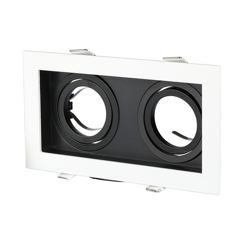 Spot encastrable GU10 double - Carré, blanc/noir, aluminium, sans source lumineuse