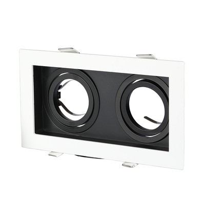 Dubbele GU10 inbouwspot - Vierkant, wit/zwart, aluminium, zonder lichtbron