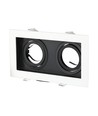 Spot encastrable GU10 double - Carré, blanc/noir, aluminium, sans source lumineuse