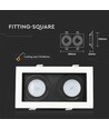 Spot encastrable GU10 double - Carré, blanc/noir, aluminium, sans source lumineuse
