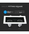 Spot encastrable GU10 double - Carré, blanc/noir, aluminium, sans source lumineuse