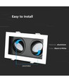 Spot encastrable GU10 double - Carré, blanc/noir, aluminium, sans source lumineuse