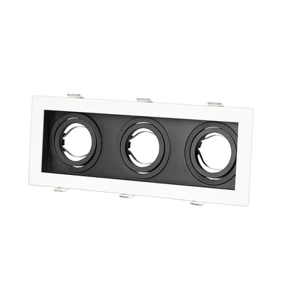 Spot encastrable 3xGU10, carré - Blanc/Noir, aluminium, sans source lumineuse, perçage : Ø256x85mm, dimensions : 270x100mm