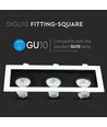 3xGU10 indbygningsspot, firkantet - Hvid/Sort, aluminium, uden lyskilde, hul: Ø256x85mm, mål: 270x100mm
