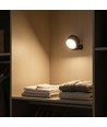 Applique murale rechargeable 4,5W CCT - IP20, ronde, noir mat, rotative à 360°, source lumineuse incluse et télécommande