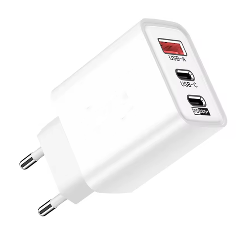 3 ports chargeur USB 65W - Blanc, USB-C+USB-A, parfait pour mobile et lampes