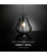 E27 Designer pendel, Ø42cm - Mat zwart, decoratieve plafondlamp, zonder lichtbron