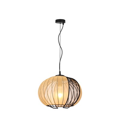 E27 Designer pendellampe - Ø40cm, Matt sort og beige, uden lyskilde