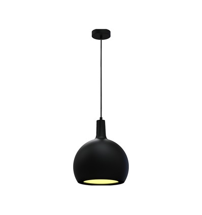 Suspension design E27, Ø28cm - Noir, métal et céramique, sans source lumineuse, max 60W