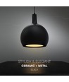 E27 Designer pendellampe, Ø28cm - Sort, metall og keramikk, uten lyskilde, max 60W