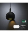 E27 Designer hanglamp, Ø28cm - Zwart, metaal en keramiek, exclusief lichtbron, max 60W