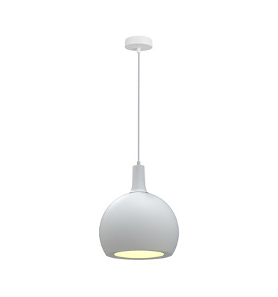 Suspension design E27, Ø28cm - Céramique et métal, blanc, sans source lumineuse