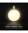 E27 designer pendelophanging - Ø10cm, geborsteld messing en rookglas, exclusief lichtbron
