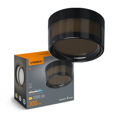 Applique/plafonnier Bulkhead 9W noir - IP65, CCT, Ø14cm