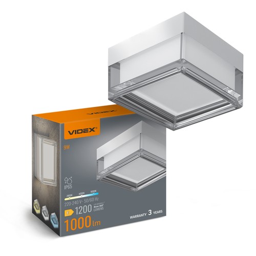 Applique/plafonnier LED carré 9W - 3CCT, IP65, blanc, Bulkhead