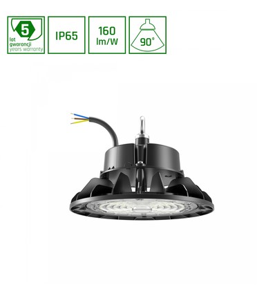 220x135mm Plateo 4 High Bay 100W - nøytral hvit 230V 90° IP65 IK09 svart, med effektjustering 0-10V