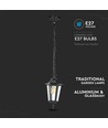 E27 taklampe, matt sort - IP44, aluminium og glass, max 60W, 17x17x84cm, uten lyskilde