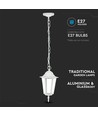 E27 hengende hageampe i retro design, hvit - IP44 utendørs, aluminium, uten lyskilde