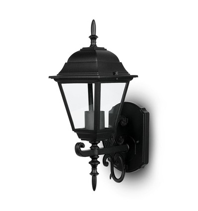 Applique murale extérieure E27 / lanterne - Noir mat, IP44, éclairage vers le haut, sans source