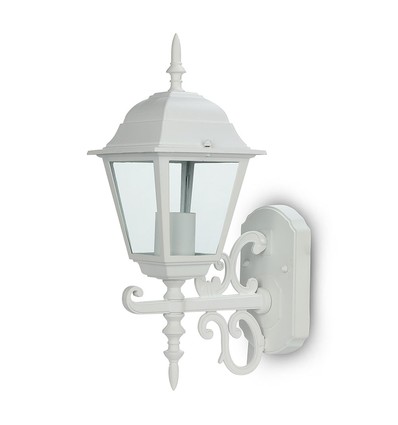 Applique murale extérieure E27, blanc - Lanterne, orientée vers le haut, IP44, aluminium et verre