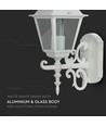 E27 utomhus vägglampa, vit - Lanterna, uppåtvänd, IP44, aluminium och glas