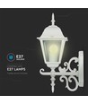 E27 utendørs vegglampe, hvit - Lanterne, oppadvendt, IP44, aluminium og glass