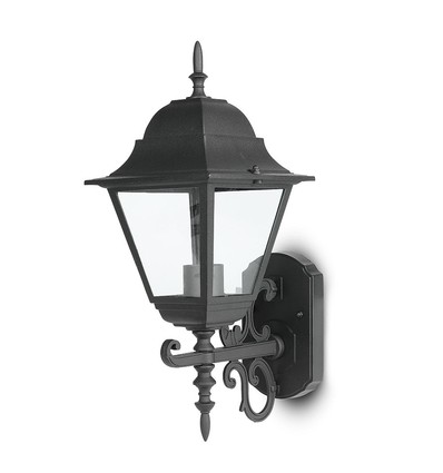 E27 vegglampe, matt sort - Aluminium og glass, 245x445x185mm, uten lyskilde