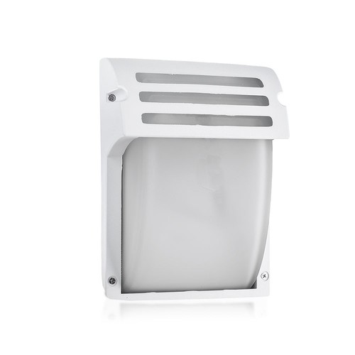 E27 wandlamp - Mat wit, IP44, aluminium en glas, zonder lichtbron