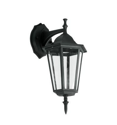 E27 utomhus vägglampa - Svart, aluminium och glas, klassisk lanterna, utan ljuskälla