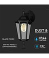 E27 utendørs vegglampe - Sort, aluminium og glass, klassisk lanterne, uten lyskilde