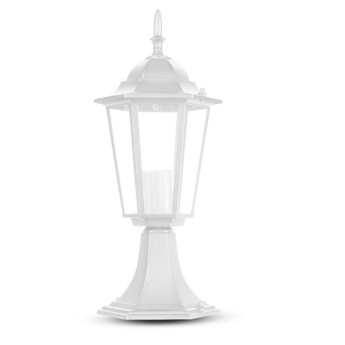 Lampe de jardin blanche 40cm, E27 - Blanc mat, IP44, aluminium, sans source lumineuse