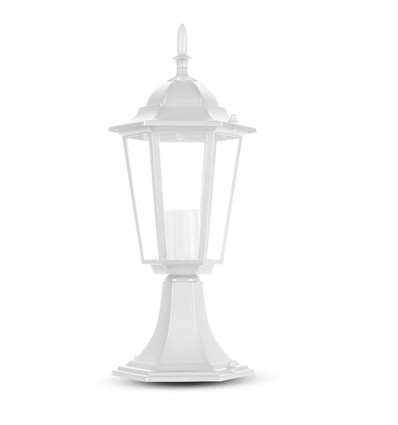 Lampe de jardin blanche 40cm, E27 - Blanc mat, IP44, aluminium, sans source lumineuse