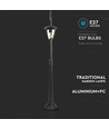 E27 tuinlamp op paal - Zwart, IP44 buiten, aluminium, hoogte: 136,5 cm, zonder lichtbron