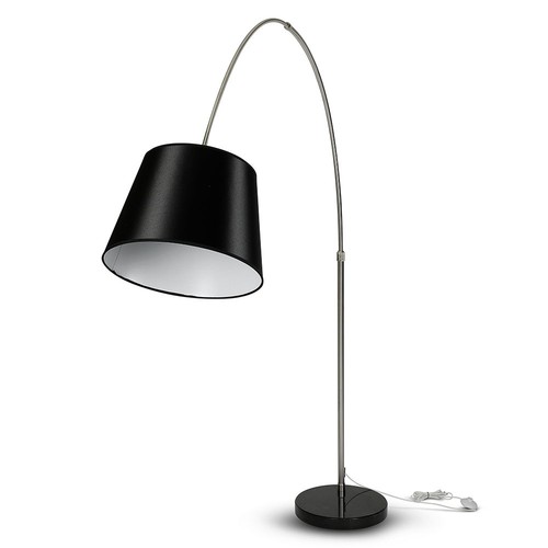 Lampadaire LED noir avec pied en marbre - douille E27, max 60W, 192cm de haut, design moderne