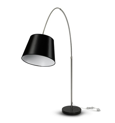 Lampadaire LED noir avec pied en marbre - douille E27, max 60W, 192cm de haut, design moderne
