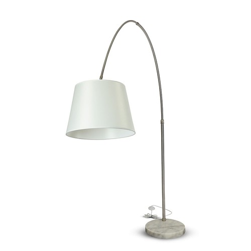 Lampadaire E27 avec pied en marbre, 192cm - Ivoire, métal, max 60W, sans source lumineuse