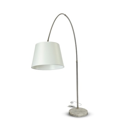 Lampadaire E27 avec pied en marbre, 192cm - Ivoire, métal, max 60W, sans source lumineuse