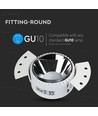Spot encastrable GU10 - Rond, blanc/chrome, IP20, perçage : Ø9 cm, dim : Ø14 cm, sans source lumineuse