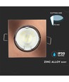 GU10 inbouwspot - Vierkant, brons, zinklegering, gat: Ø7,4 cm, afm: 8,2 x 8,2 cm