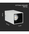 Spot en saillie GU10 carré - Blanc/Noir, Max 35W, IP20, sans source lumineuse