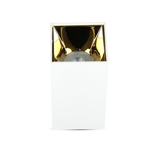 Spot saillie carré GU10 - Blanc/Or, aluminium, 8x8cm